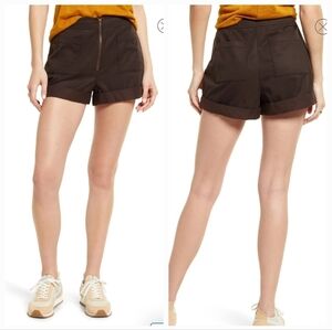 Treasure & Bond Washed Tencel® Lyocell Blend Cuffed Shorts Zipper Size 8